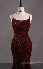 Slim Burgundy Shimmery Open Back Formal Formal Prom Evening Dresses