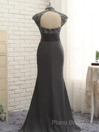 Slim Fit Column Chiffon Lace High Neck Short Sleeved And Floor Length Style Mother Of The Bride Dresses