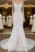 Spaghetti Strap Appliques Mermaid Wedding Dress
