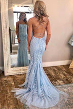 Baby Blue Mermaid Formal Prom Dresses | Stock In USA