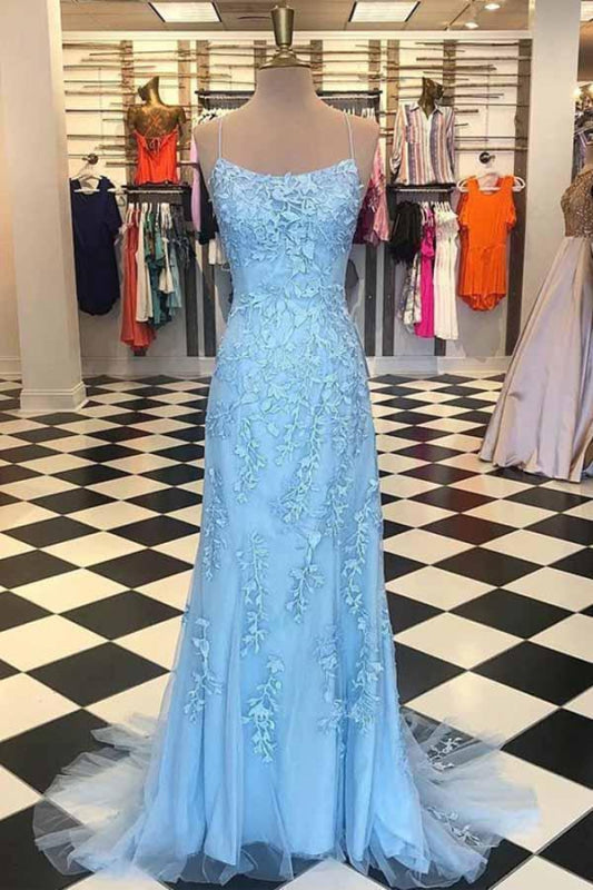 Baby Blue Mermaid Formal Prom Dresses | Stock In USA