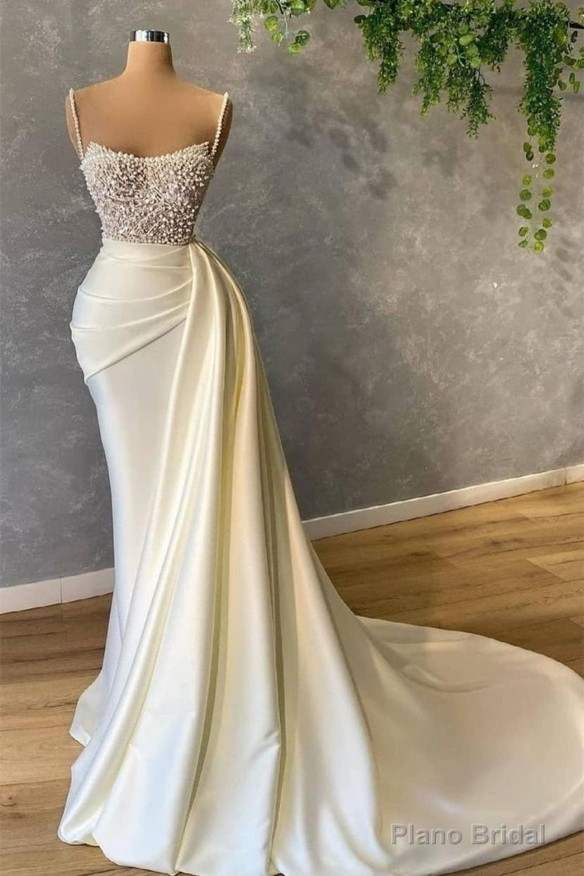 Spaghetti strap Mermaid Sweetheart Sleeveless Sequined Beaded Floor-length Prom Dress Main image