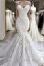 Spaghetti Strap Real Model White Mermaid Wedding Dresses with AmazingLace Appliques