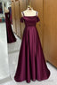 Spaghetti Strap V Neck Grape Prom Dress Beading Formal Party Dresses