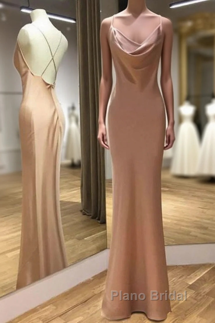 Spaghetti Straps Backless Mermaid Long Formal Prom Dresses Evening Dresses,