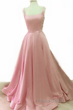Spaghetti Straps Ball Gown Satin Formal Prom Dresses