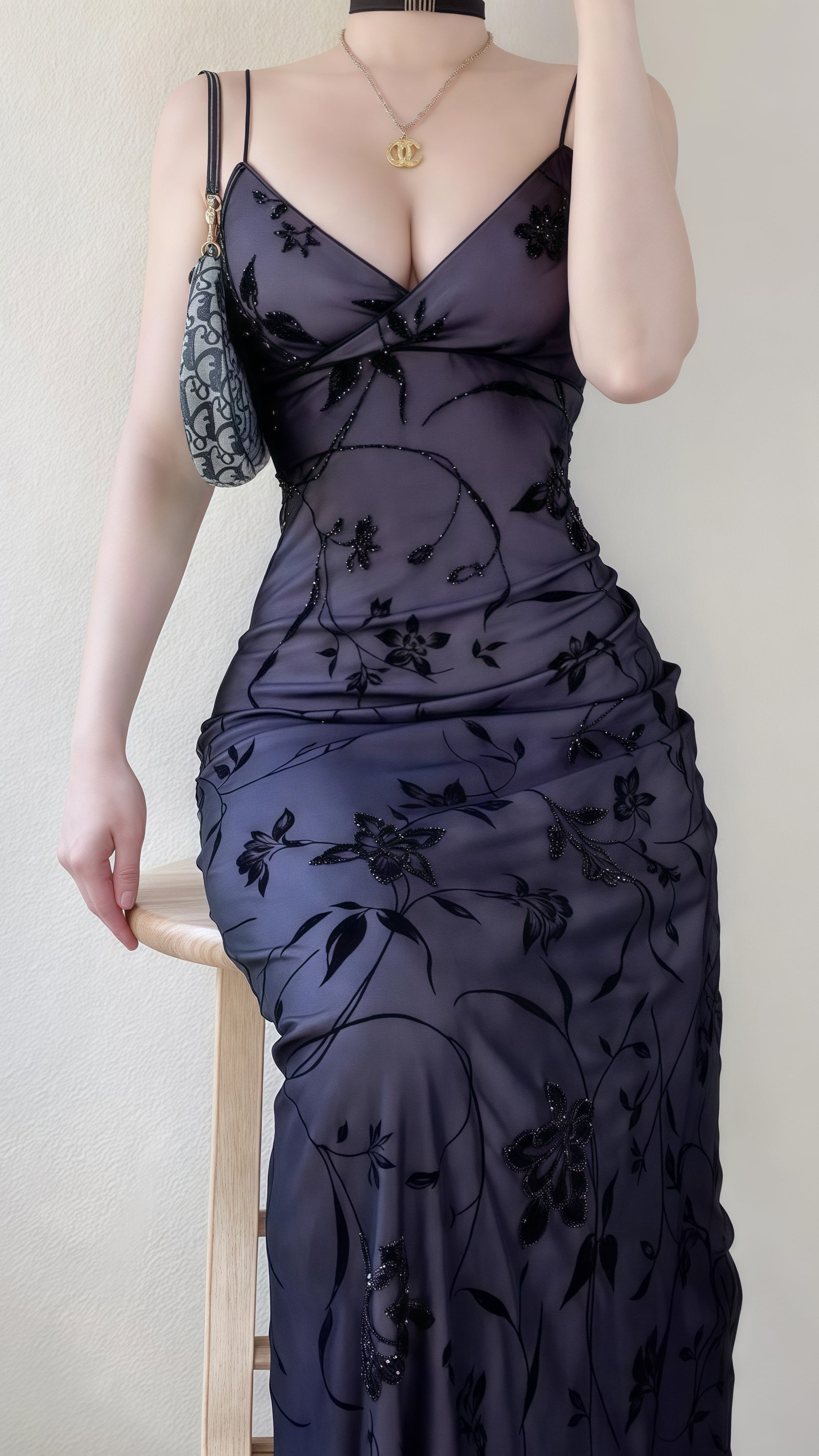 Spaghetti Straps Bodycon Lace Floral Formal Prom Dresses Main image