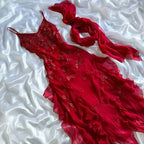 Spaghetti Straps Chiffon Ruffles Beading Red Formal Prom Dresses Party Formal Evening Dresses