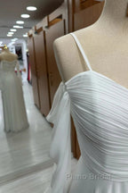 Spaghetti Straps Cold-Shoulder Floor Length Chiffon Bridesmaid Dresses