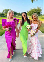 Elegant Off-Shoulder Printed Floral Mermaid Slim Fit Long Ruffled Ball Gown Formal Evening Dresses Formal Party Dresses