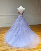 Spaghetti Straps Floral Lace Aline Evening Gown Sleeveless Prom Party Gowns