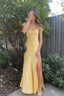 Spaghetti Straps Long Sheath Prom Dress With Split