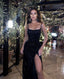 Spaghetti Straps Long Split Formal Prom Formal Evening Dresses