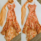 Spaghetti Straps Orange A-Line Dresses Formal Prom Dresses