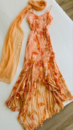 Spaghetti Straps Orange A-Line Dresses Formal Prom Dresses