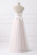 Spaghetti Straps Pink A-Line Floor Length Wedding Dresses