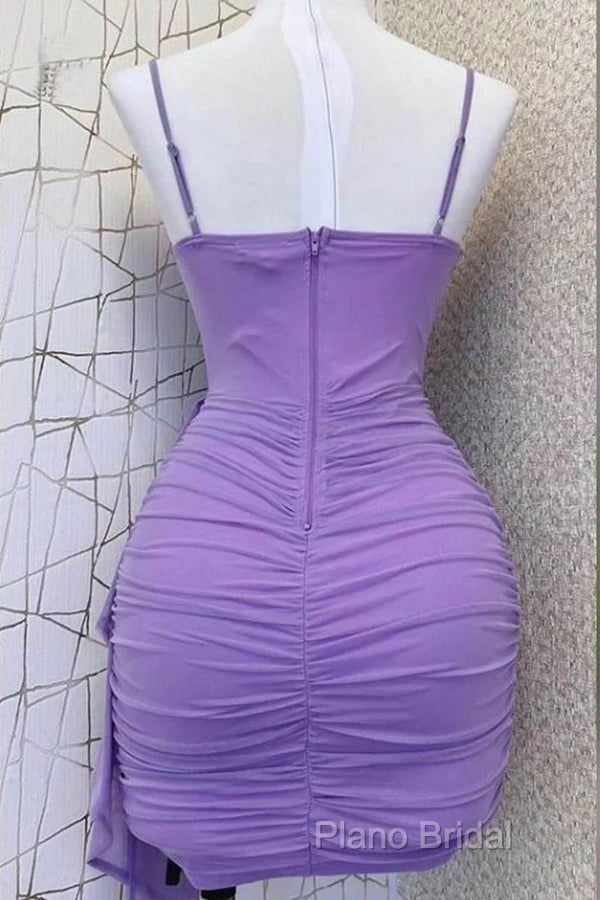 Spaghetti Straps Pleats Cute Homecoming Dresses Mini Party Dresses Secondary image