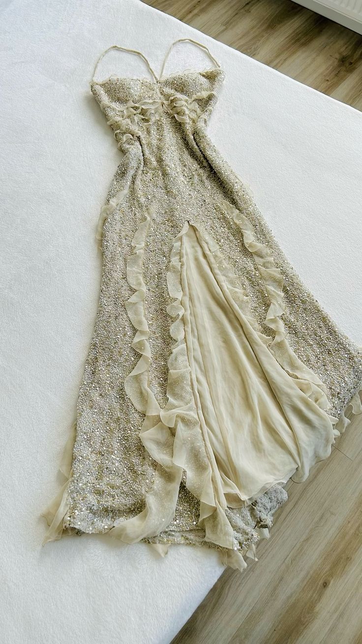 Spaghetti Straps Sequin Long Formal Evening Formal Prom Dresses With Slit Main image
