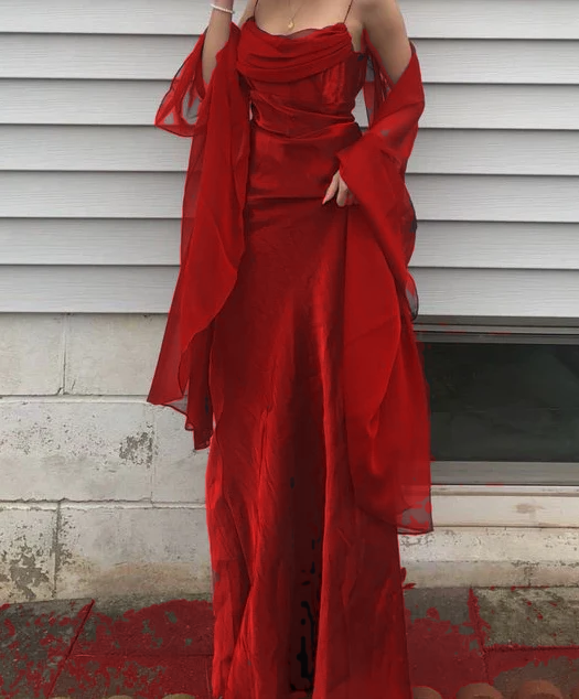 Spaghetti Straps Simple Burgundy Long Formal Prom Dresses