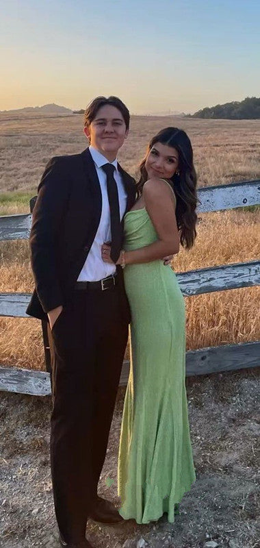 Spaghetti Straps Sparkly Long Formal Prom Dresses Mermaid Formal Prom Dresses