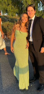 Spaghetti Straps Sparkly Long Formal Prom Dresses Mermaid Formal Prom Dresses