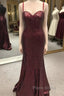 Spaghetti Straps Sweetheart Mermaid Sequins Formal Prom Dresses