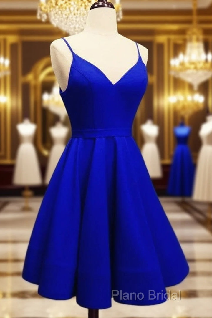 Spaghetti Straps V-Neck Satin Homecoming Dresses Ball Gown Party Dresses Main image