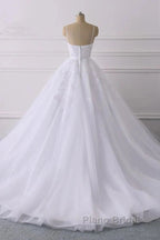 Spaghetti-Straps V-Neck Wedding Dresses With Lace Appliques