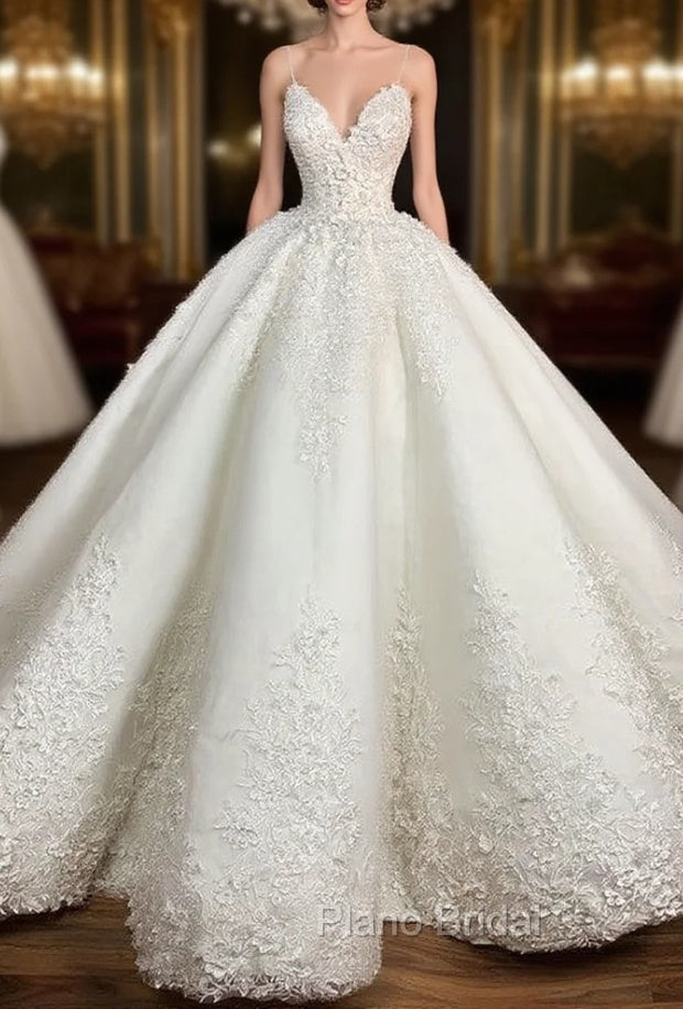 Spaghetti Straps Wedding Dresses Ball Gown Appliques Main image