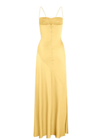 Spaghetti Strps Yellow Slit Long Formal Prom Dresses
