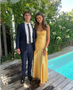 Spaghetti Strps Yellow Slit Long Formal Prom Dresses