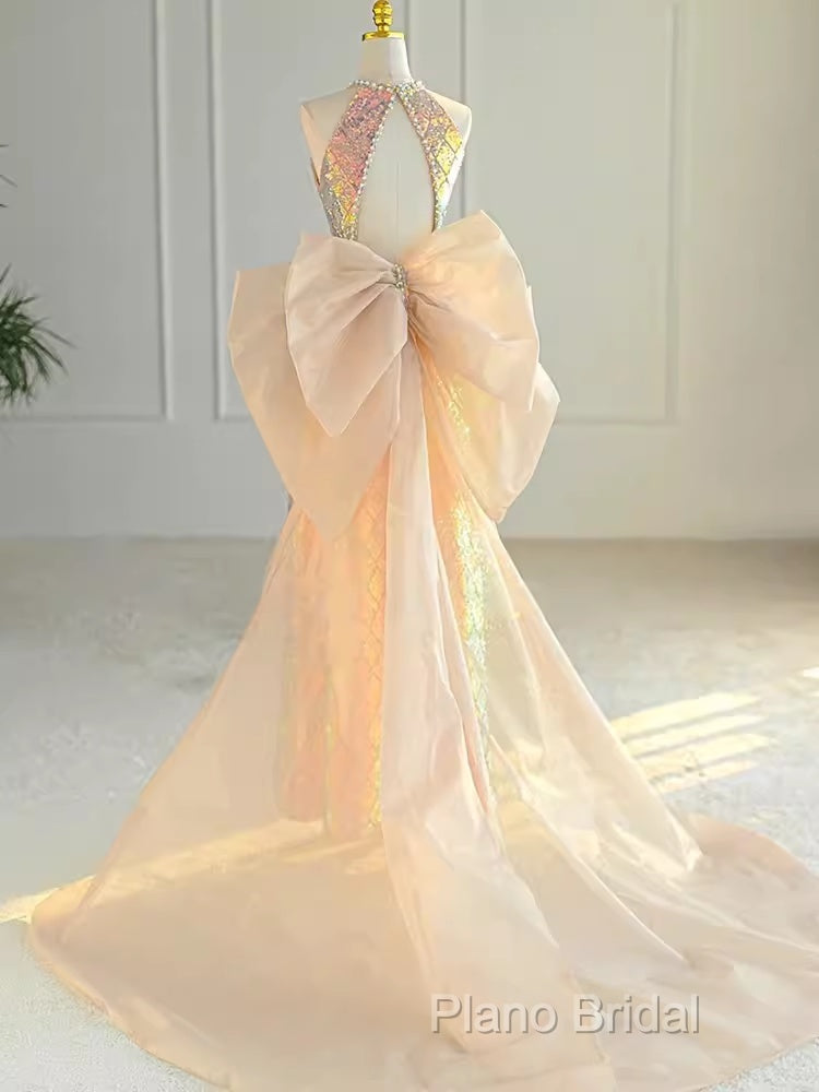 Sparkle A Line Scoop Neckline Sequin Gold Long Formal Prom Dresses Secondary image