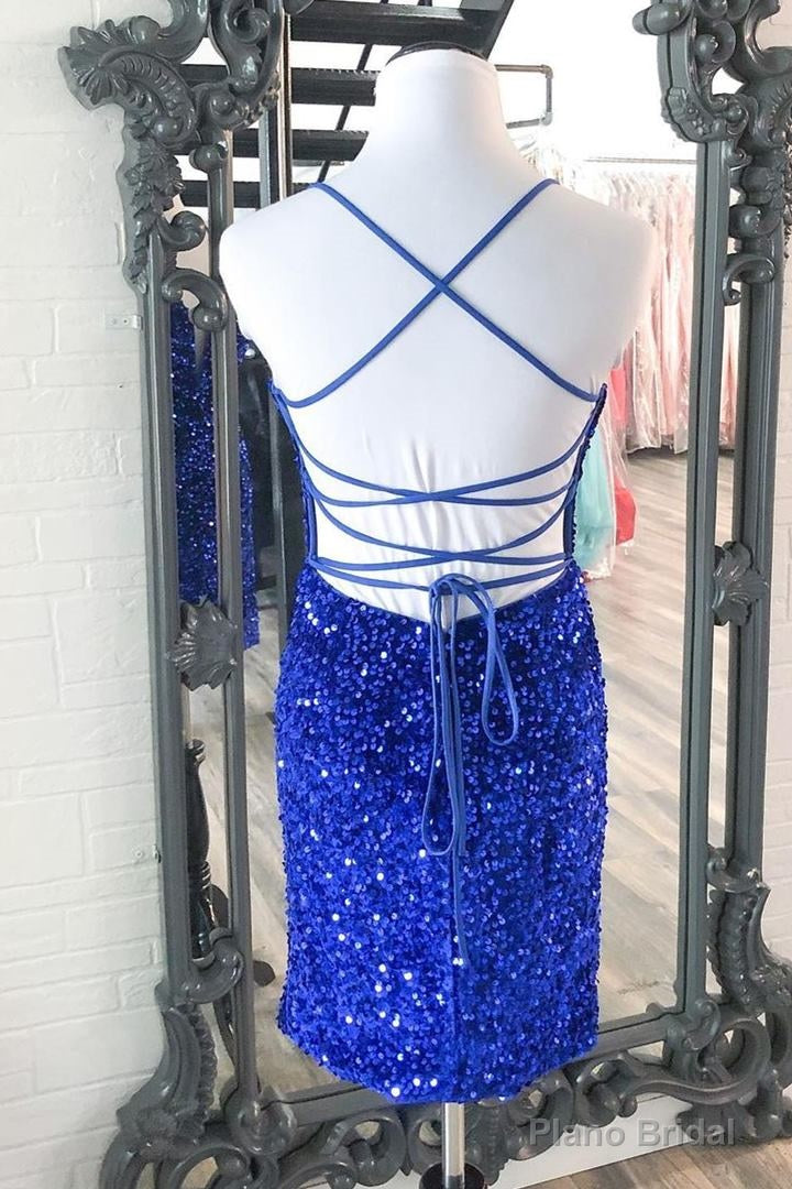 Sparkle Royal Blue Sequins Bodycon Mini Cocktail Dresses Secondary image