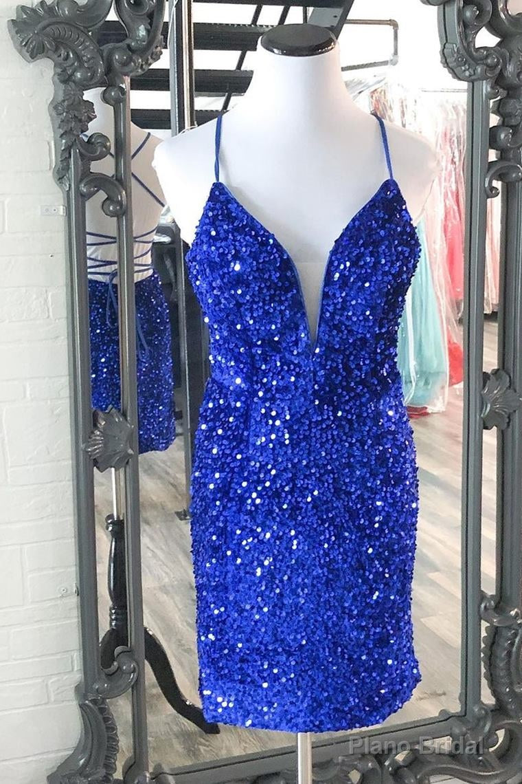 Sparkle Royal Blue Sequins Bodycon Mini Cocktail Dresses Main image