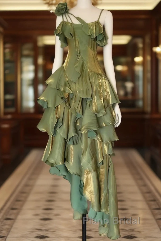 Sparkle Ruffle Formal Prom Dresses Causal Birthday Dresses Dance Party Dresses