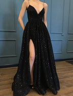 Neck A Line Full Length Formal Evening Dresses