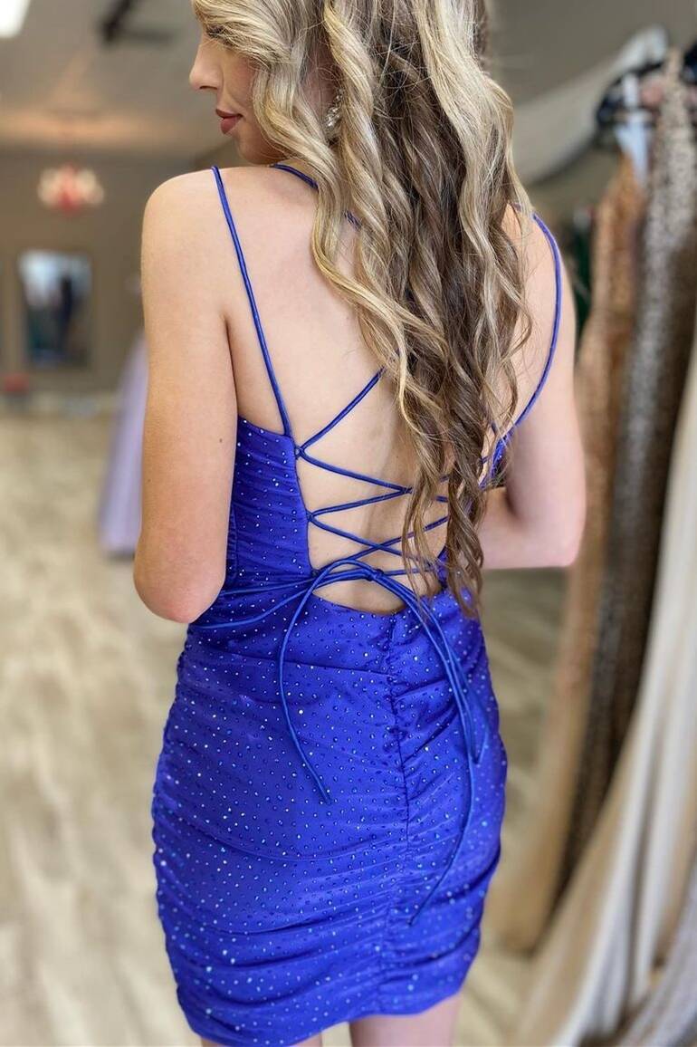 Sparkles Tight Royal Blue Short Homecoming Dresses Secondary image