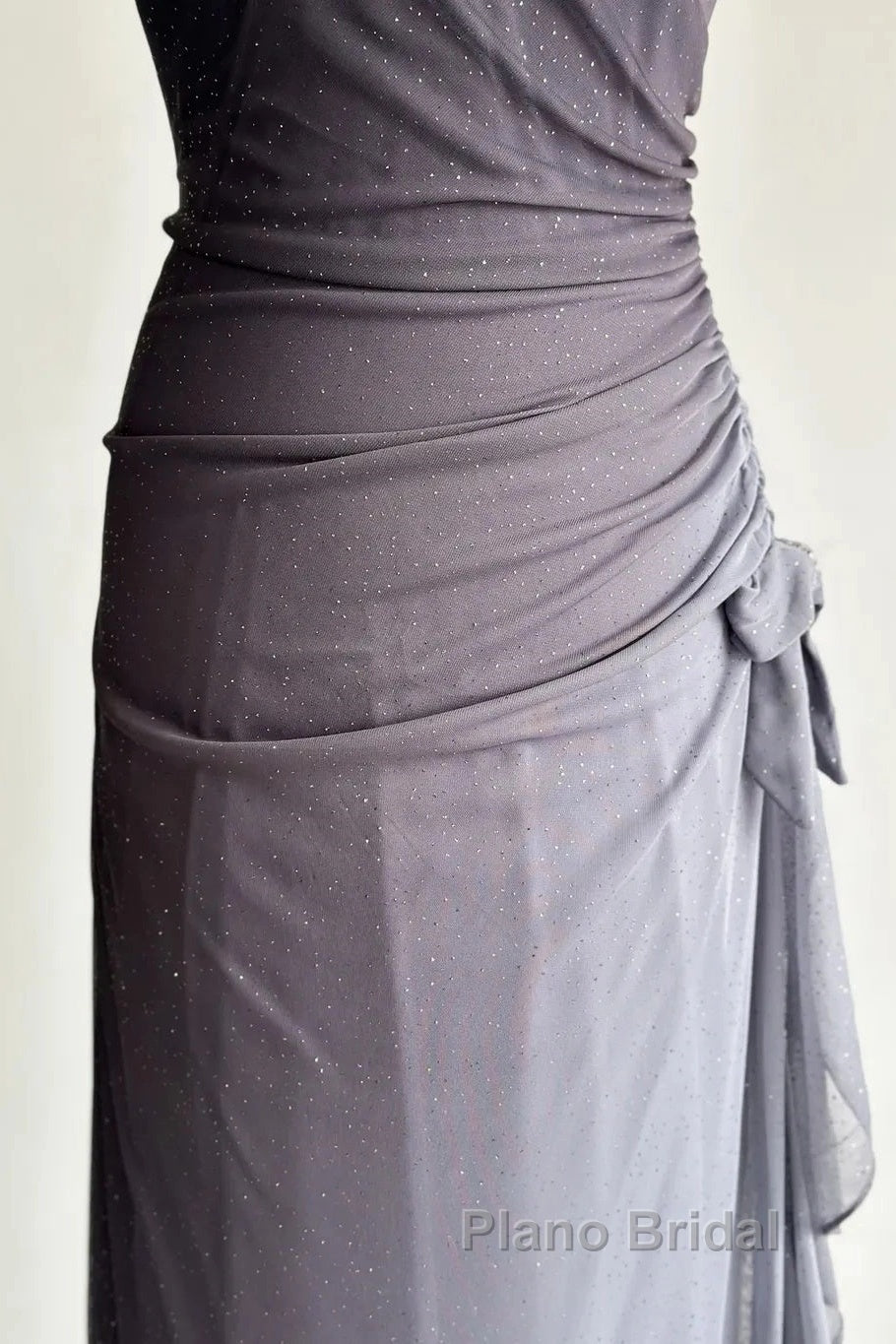 Sparkling Gradient Dark Gray Halter Neck Ruffle Sheath Formal Prom Dresses Birthday Dresses