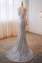 Sparkling Lavender Color Sleeveless Off Shoulder Sequin Evening Dresses With Lavender Color Mermaid Backless Strap And Floor Length Evening Dresses