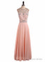 Sparkling Ombre Chiffon Beaded Baby Pink Long Cheap Prom Dresses A Line Zipper-Up