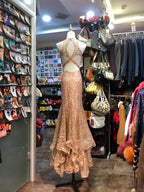 Sparkling Pink Mermaid Halter Neck Crossback Backless Tulle Long Formal Prom Dresses