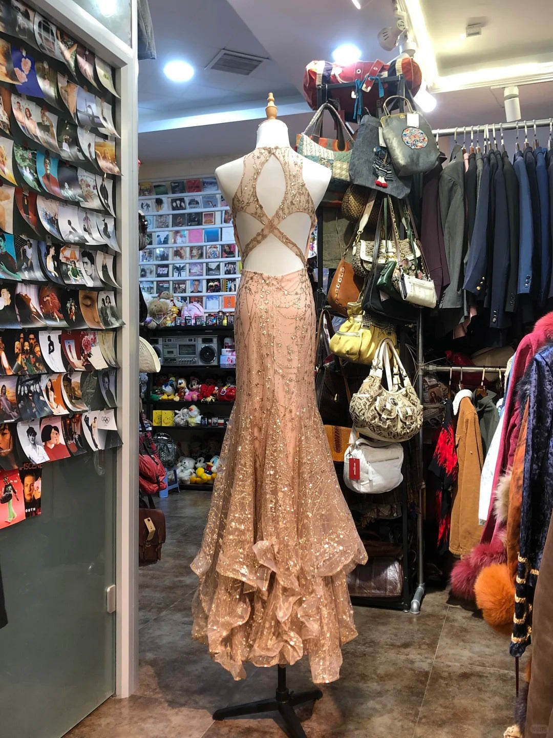 Sparkling Pink Mermaid Halter Neck Crossback Backless Tulle Long Formal Prom Dresses