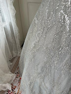 Sparkling Silver-Grey Strapless Sequined Ball Gown Prom Dresses