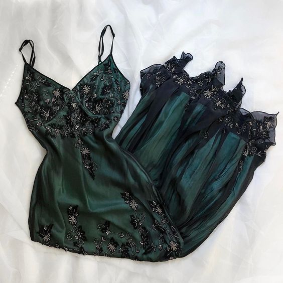 Sparkly A Line Spaghetti Straps Dark Green Long Formal Prom Dresses Main image