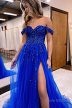 Sparkly Lilac Sequins Corset A-Line Long Prom Dress with Slit