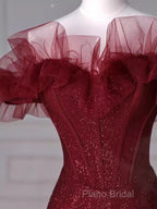 Sparkly Mermaid Burgundy Sequin Long Formal Prom Dresses Party Dresses