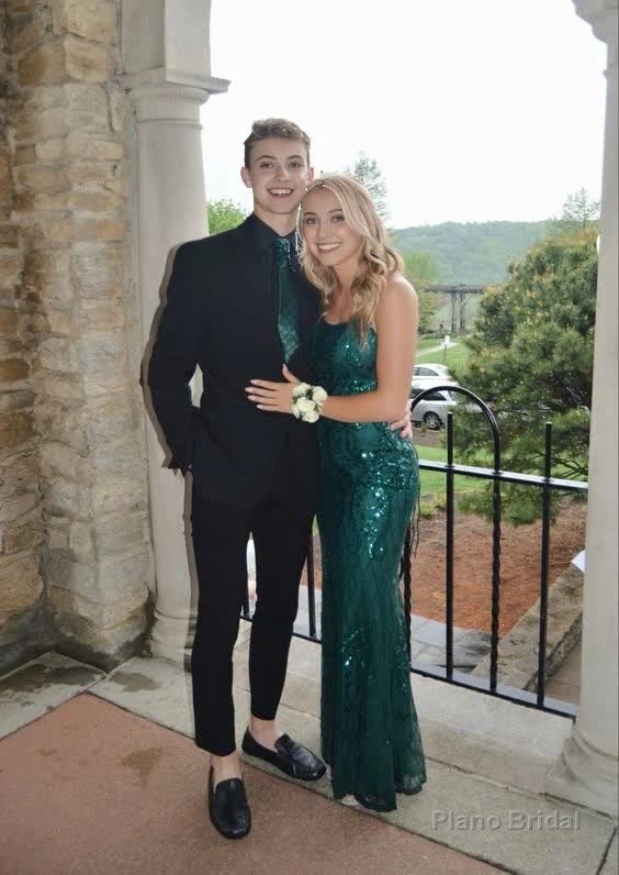 Sparkly Mermaid Dark Green Long Prom Dresses Formal Dress Secondary image