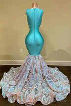 Sparkly Mermaid Glitter Floral Lace Floor-Length Prom Dress