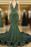 Sparkly Mermaid Halter Ruffles Formal Prom Dresses