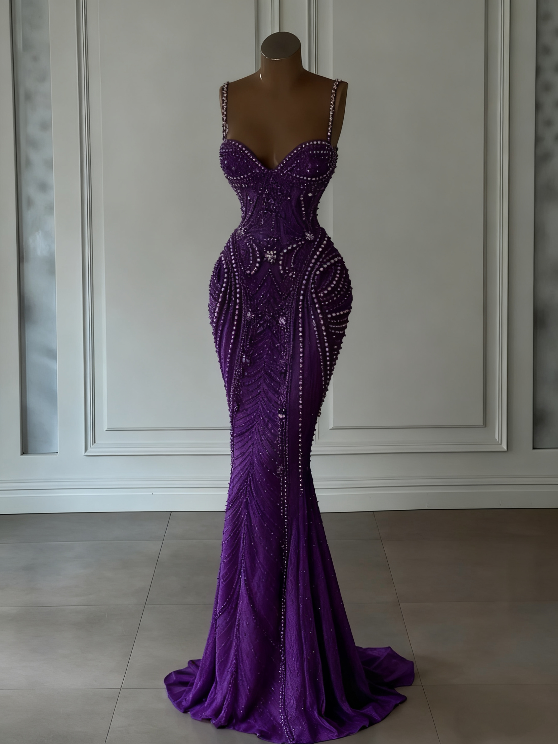 Sparkly Mermaid Spaghetti Straps White Sequin Beaded Wedding Dresses Long Bridal Gown Wedding Dresses